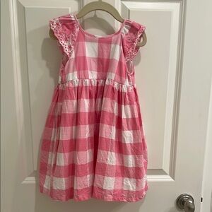 Little Me - Pink and White Gingham Toddler Girl Dress 4T
